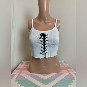 Verge Girl contrast lace up crop tank top